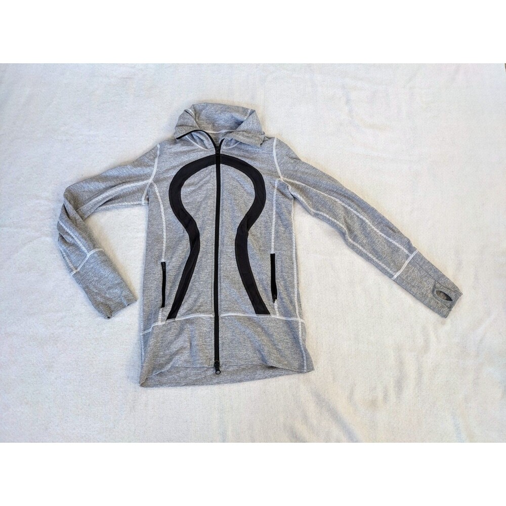 Lululemon Women’s Size 6 Track Athletic Running Jacket White Gray Athleisure